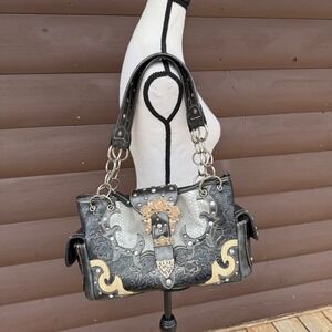 Cowgirl Western Shoulder Bag Rhinestone Bling Buckle Purse Conceal & Carry